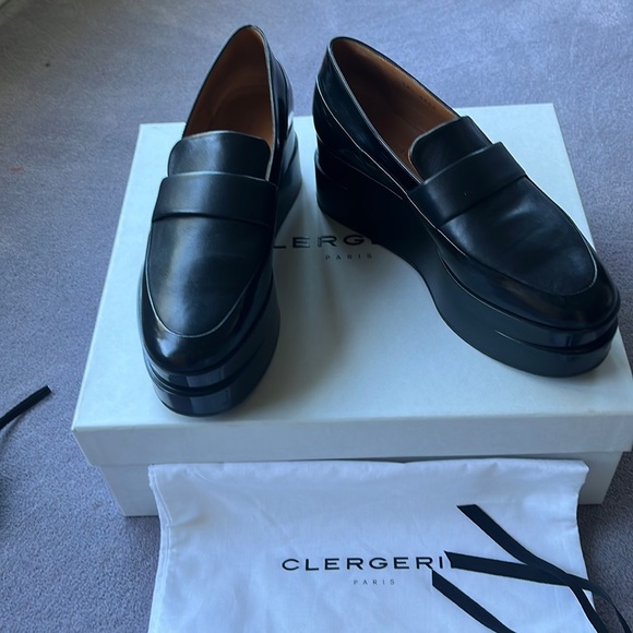 Robert Clergerie leather platform loafers shoes black size 36,5 made in France - Picture 8 of 12